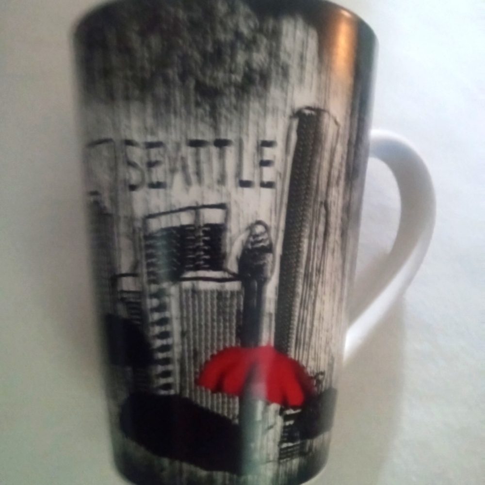 Seattle  City Scape Red Umbrella Tall Mug.